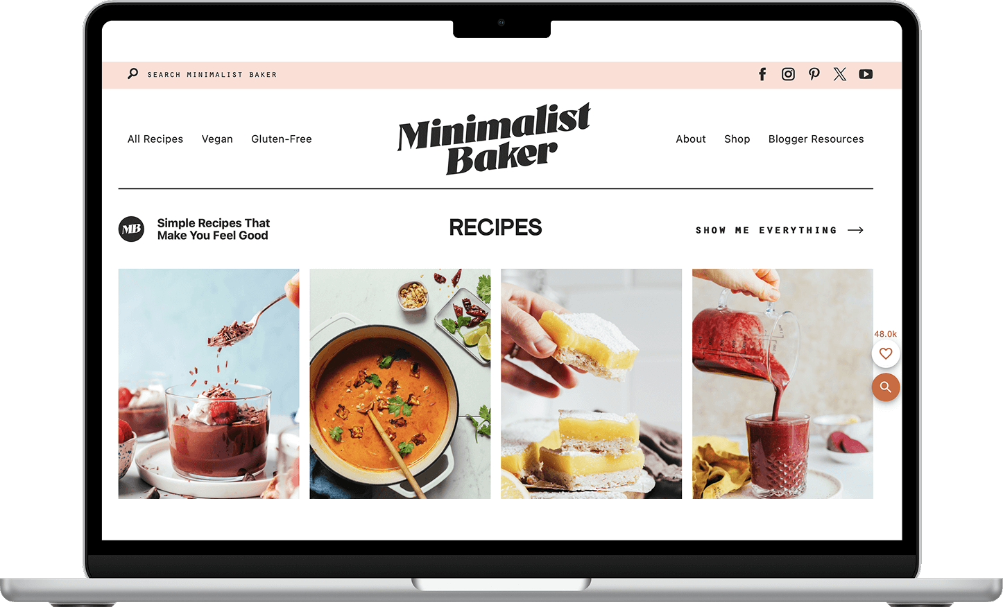 ตัวอย่างเว็บไซต์ minimalistbaker